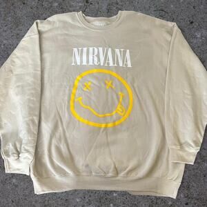 Cream Nirvana smiley crewneck sweatshirt Brand New Size XXXL